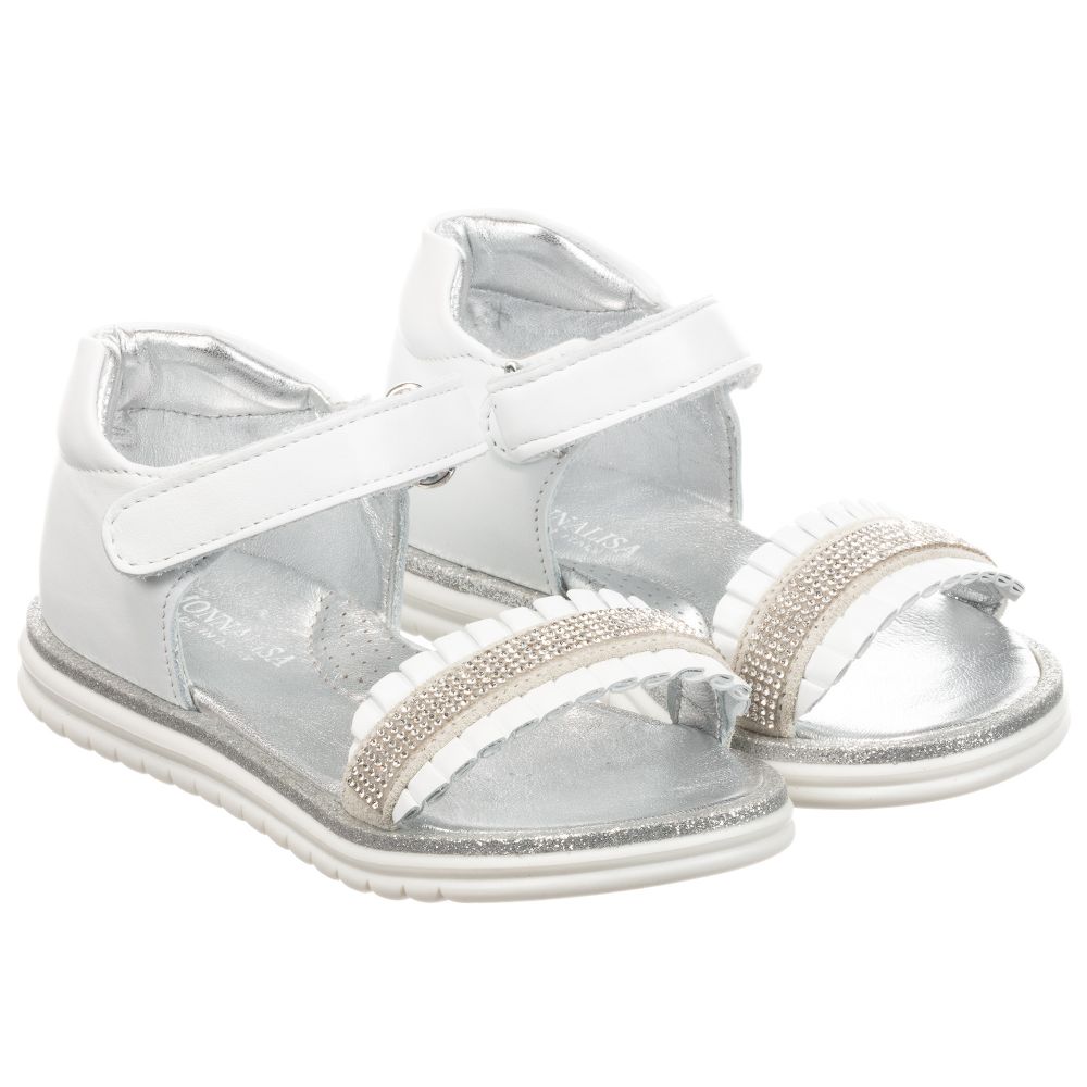 Monnalisa - White Leather Sandals | Childrensalon