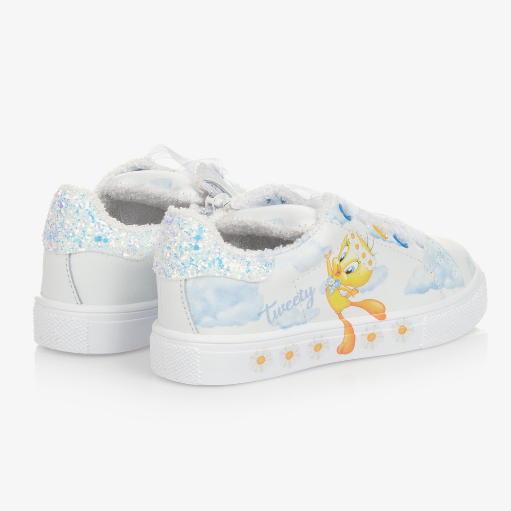 Monnalisa-Белые кожаные кроссовки с Твити | Childrensalon Outlet