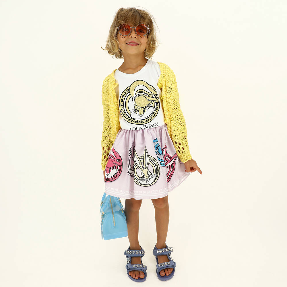 Monnalisa-تيشيرت قطن جيرسي لون أبيض للبنات | Childrensalon Outlet