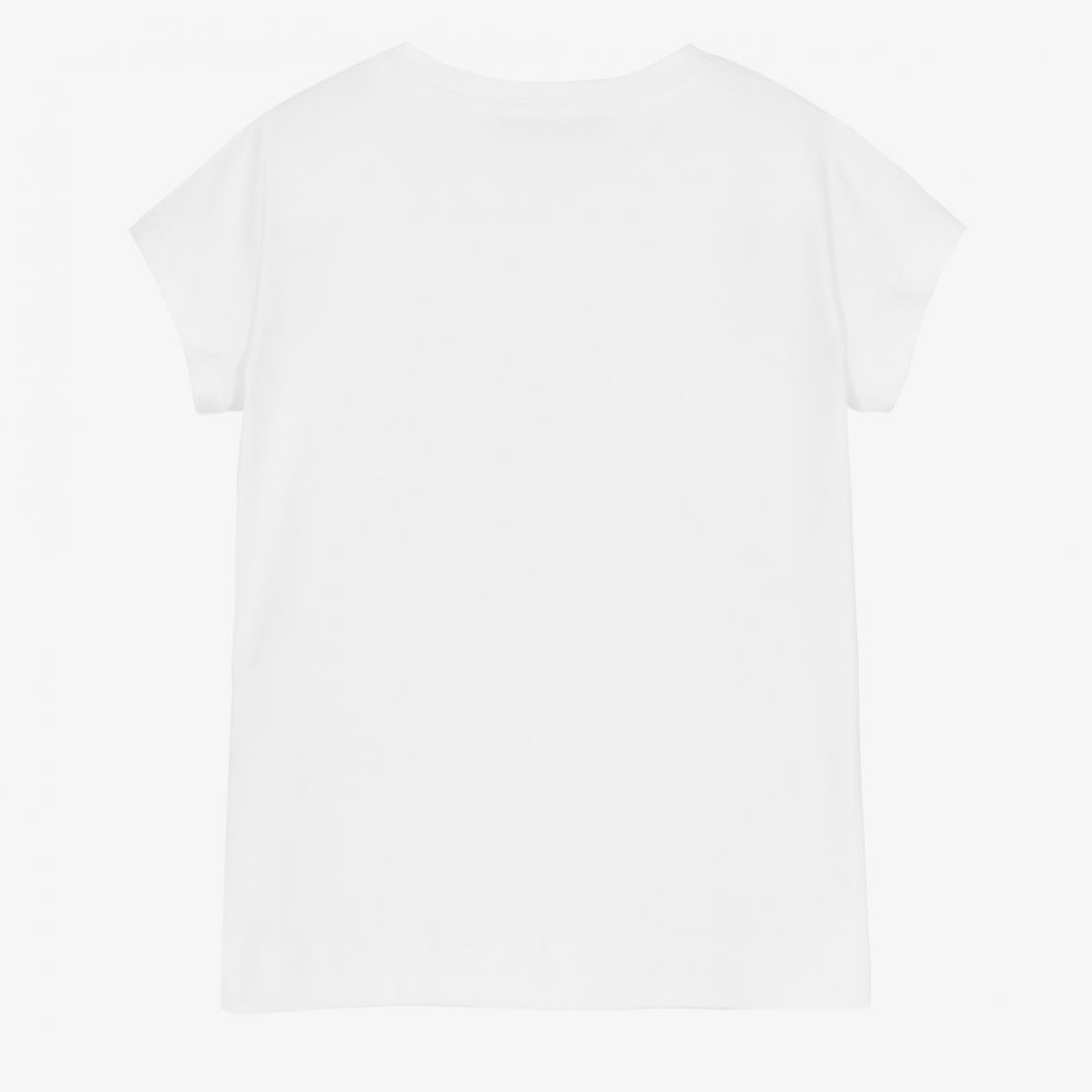 Monnalisa-تيشيرت قطن جيرسي لون أبيض للبنات | Childrensalon Outlet