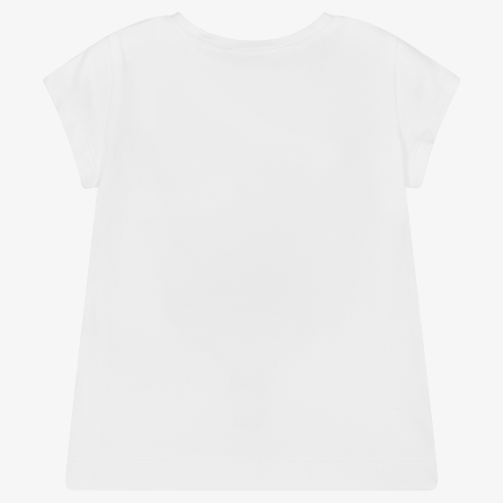 Monnalisa-White & Orange Floral T-Shirt | Childrensalon Outlet