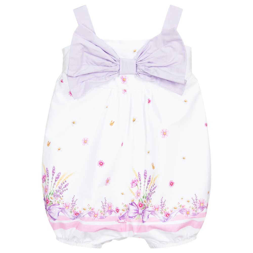 Monnalisa Bebé - White & Pink Baby Shortie | Childrensalon