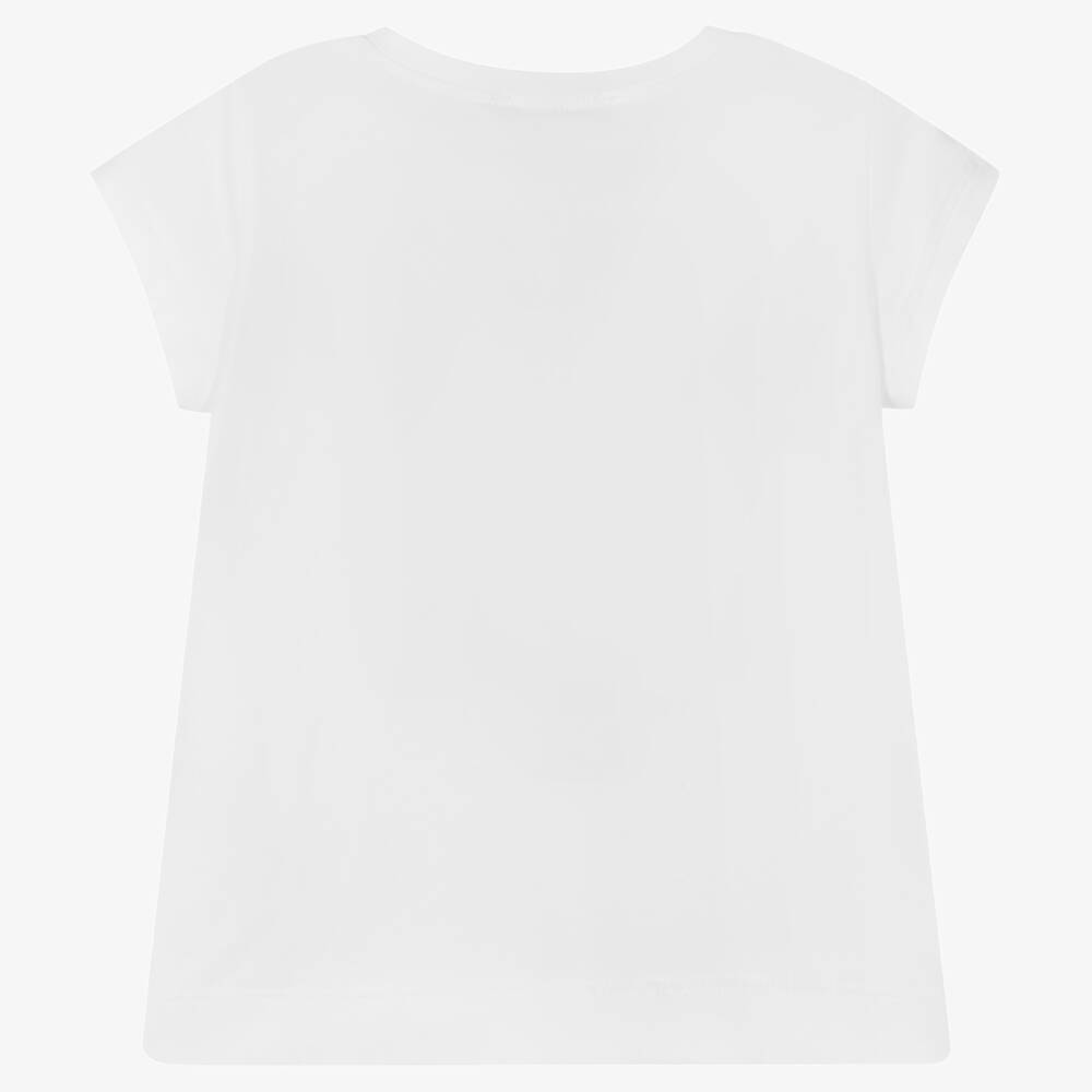 Monnalisa-White & Pink Floral T-Shirt | Childrensalon Outlet