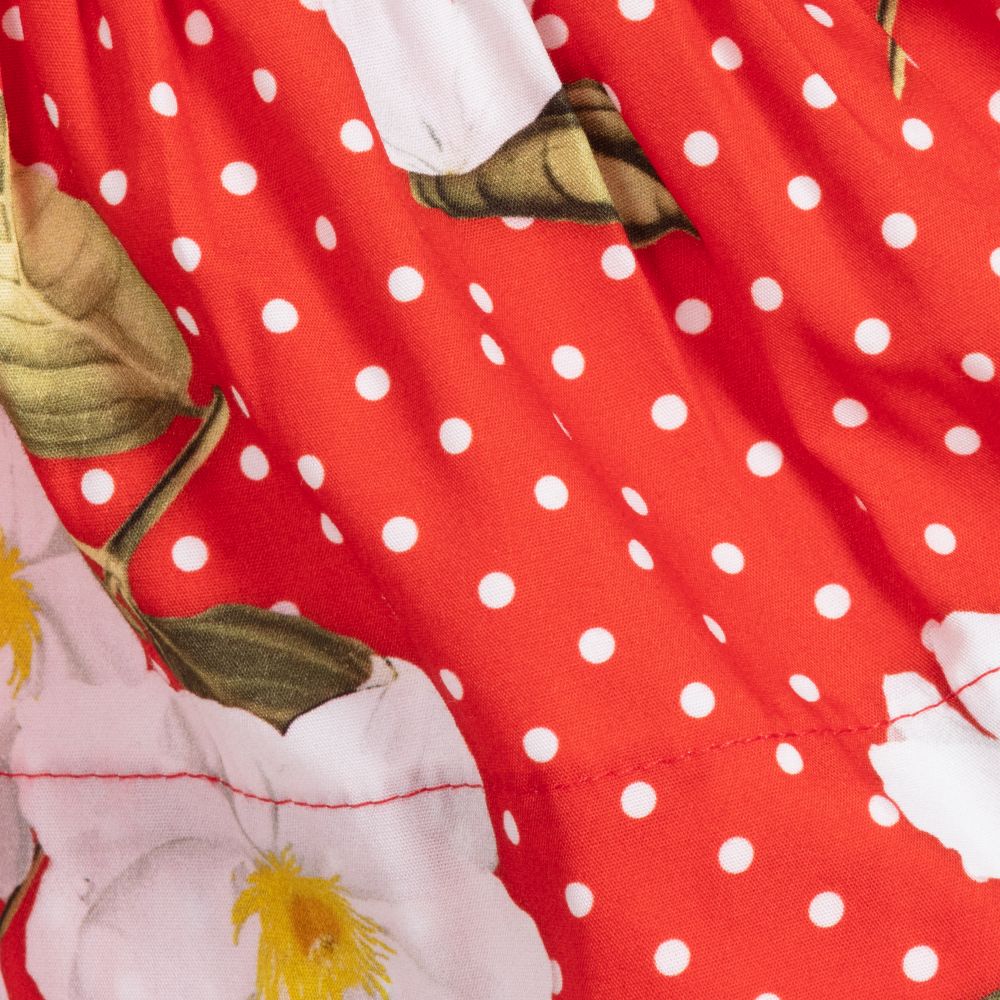 Monnalisa-White & Red Cotton Dress | Childrensalon Outlet