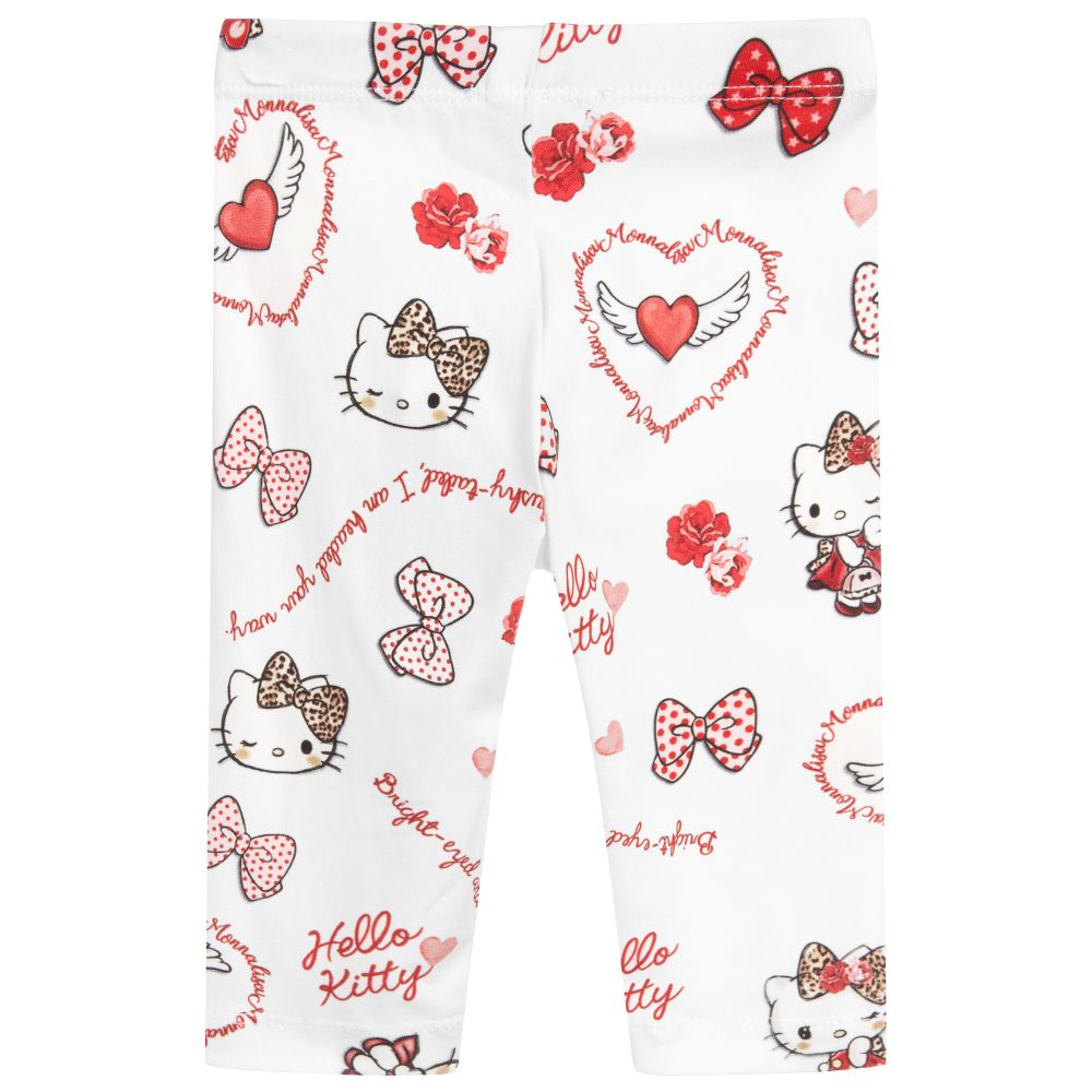 Monnalisa-ليغنغز أطفال بناتي قطن لون أبيض و أحمر | Childrensalon Outlet