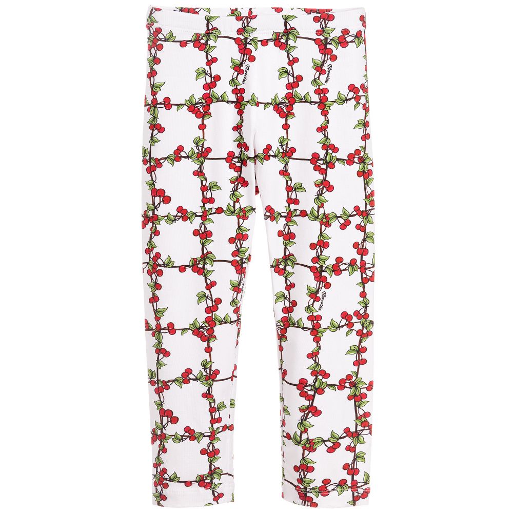 Monnalisa - White & Red Cotton Leggings | Childrensalon