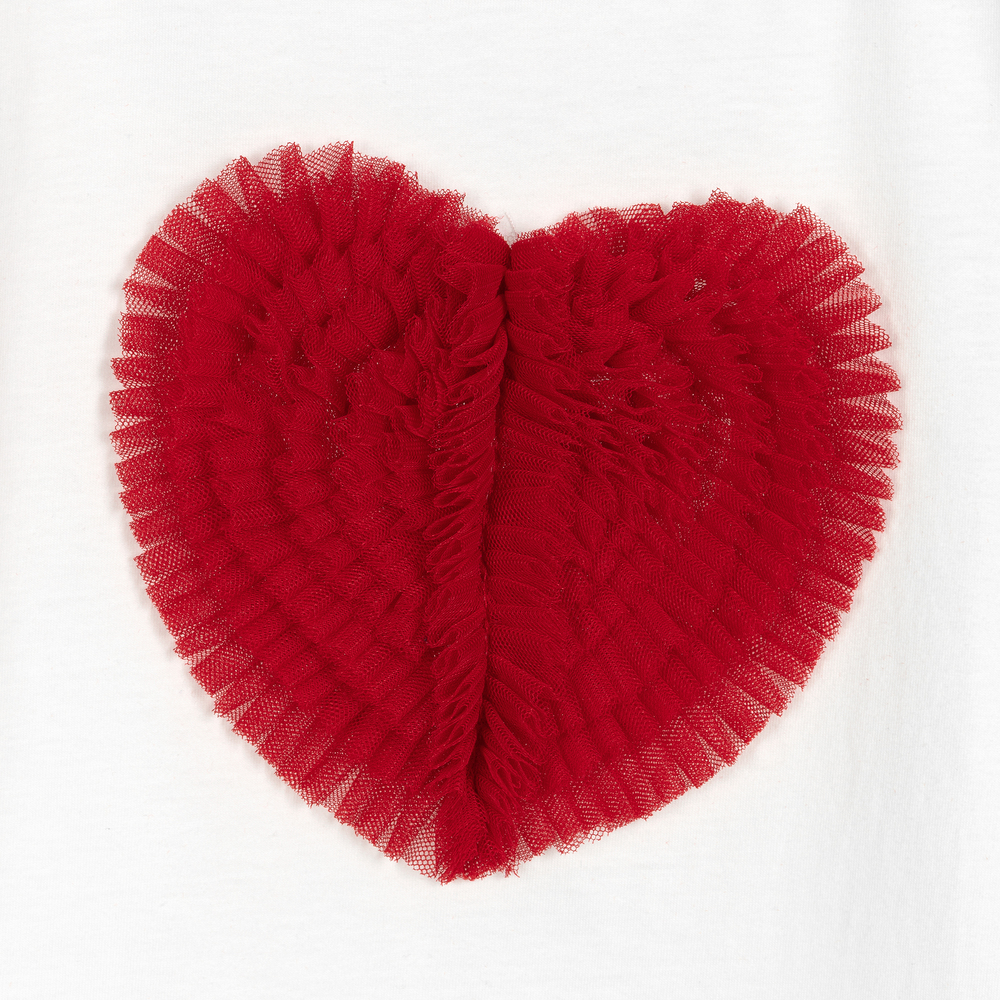 Monnalisa-White & Red Heart Leggings Set | Childrensalon Outlet