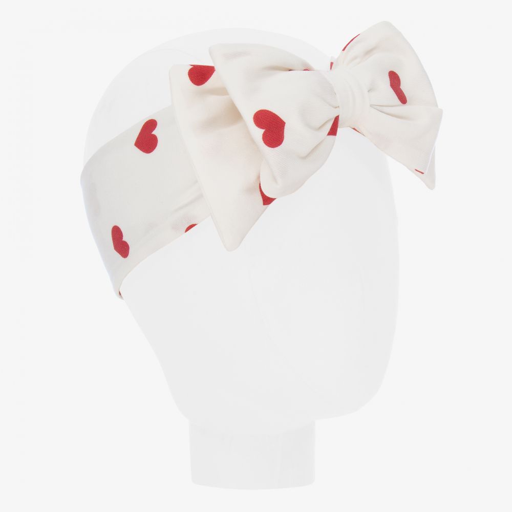 موناليزا-طوق للرأس قطن جيرسي لون أبيض وأحمر | Childrensalon Outlet