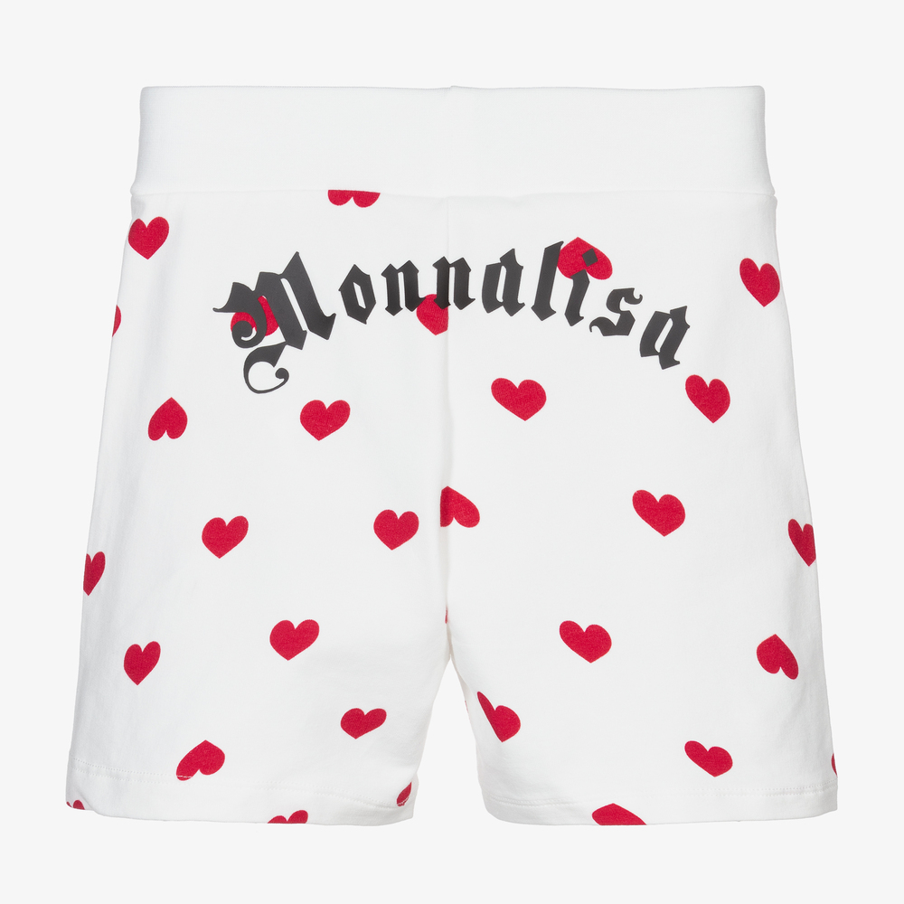 Monnalisa-White & Red Hearts Shorts | Childrensalon Outlet
