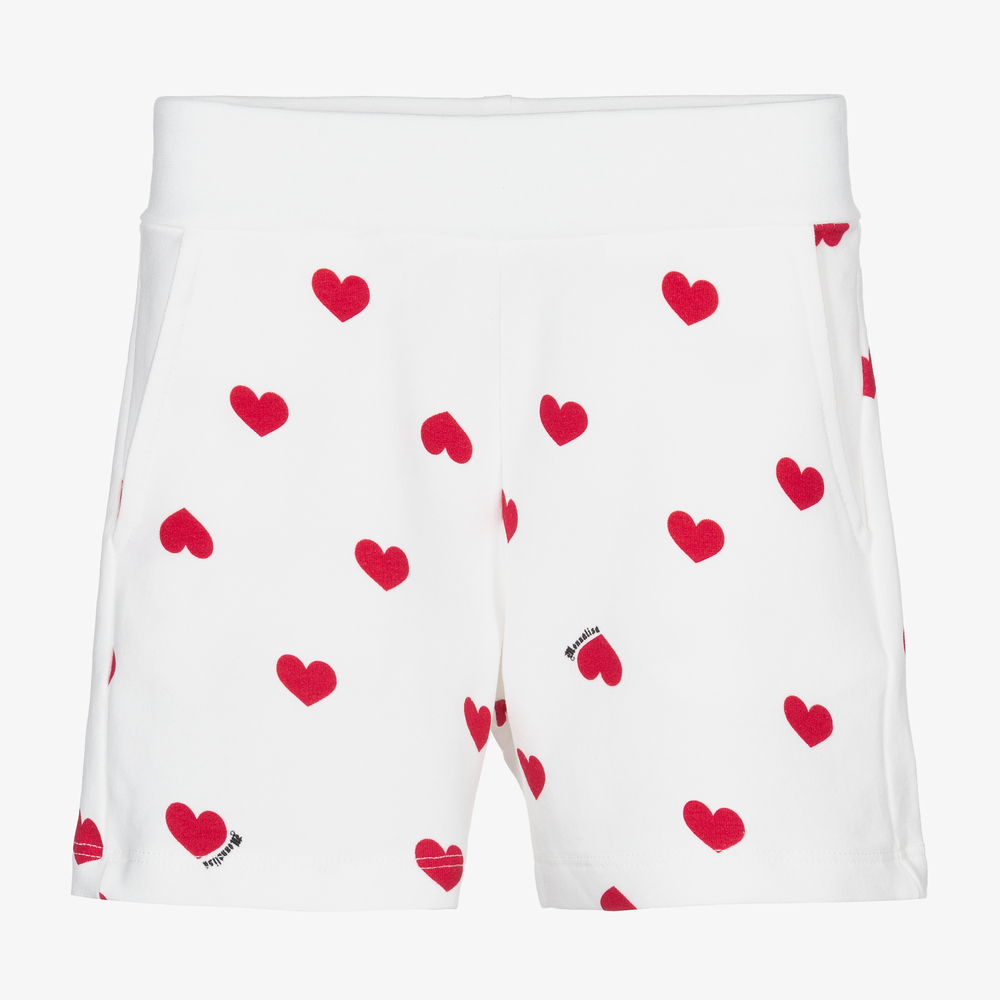 Monnalisa - Shorts mit Herzen in Weiß und Rot | Childrensalon