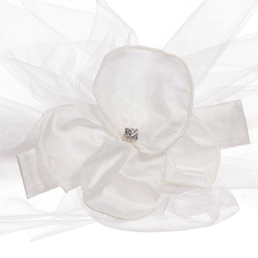 Monnalisa Chic-White Silk & Tulle Floral Hairband | Childrensalon Outlet