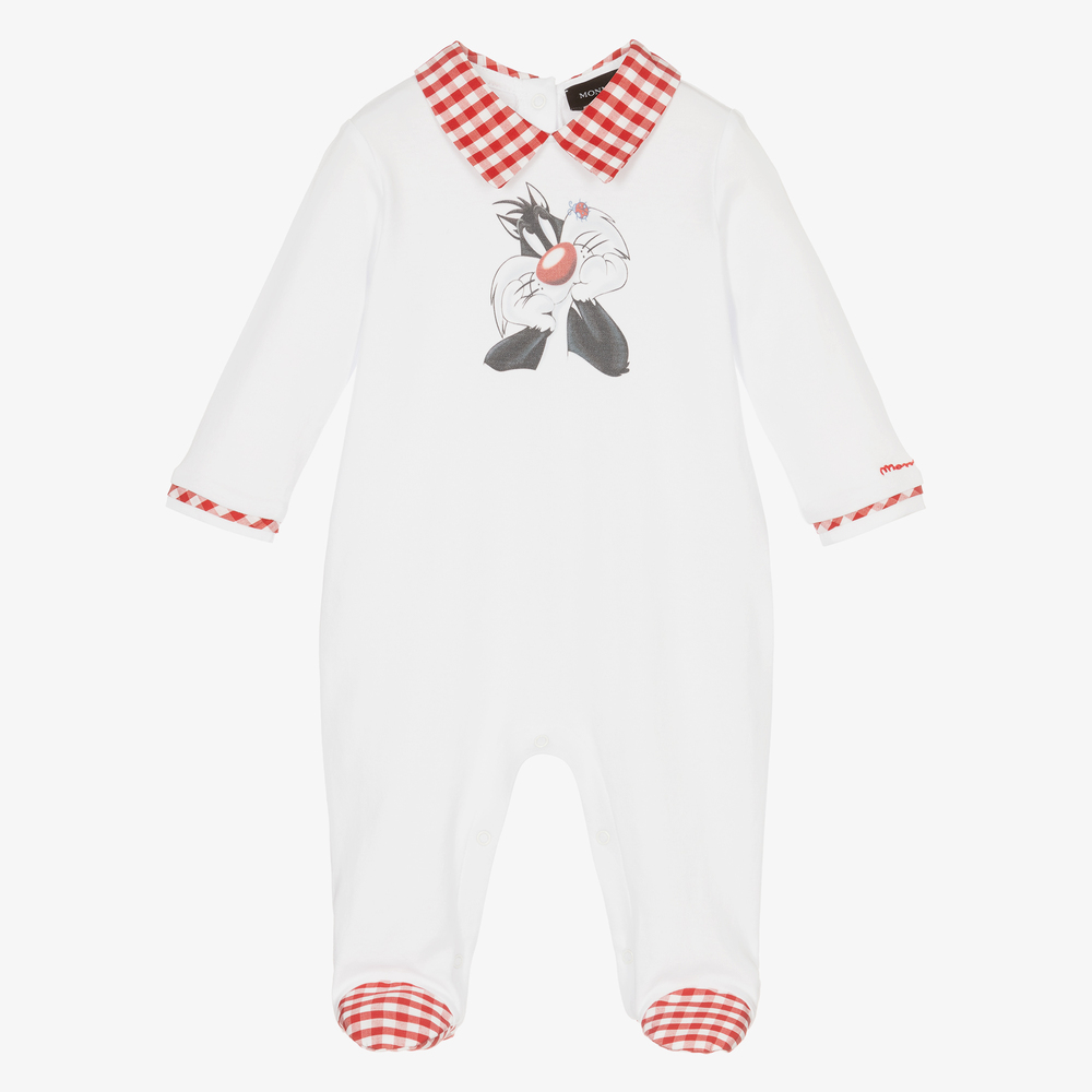 Monnalisa - White Sylvester Babygrow  | Childrensalon