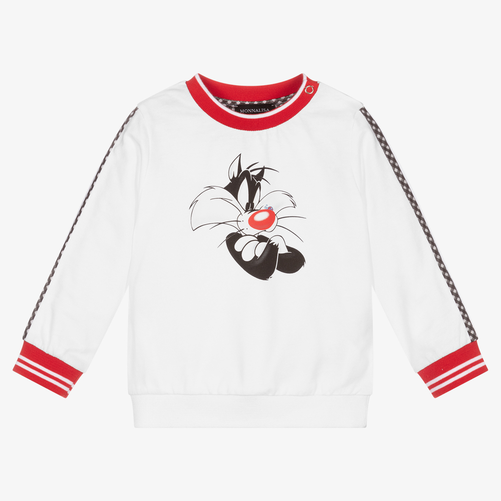 Monnalisa-White Sylvester Sweatshirt | Childrensalon Outlet