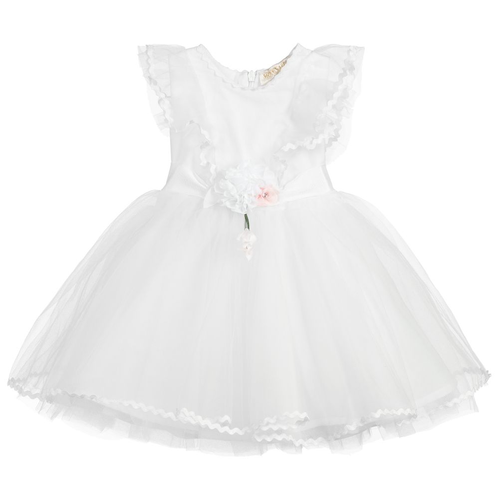 Monnalisa - White Tulle Dress  | Childrensalon