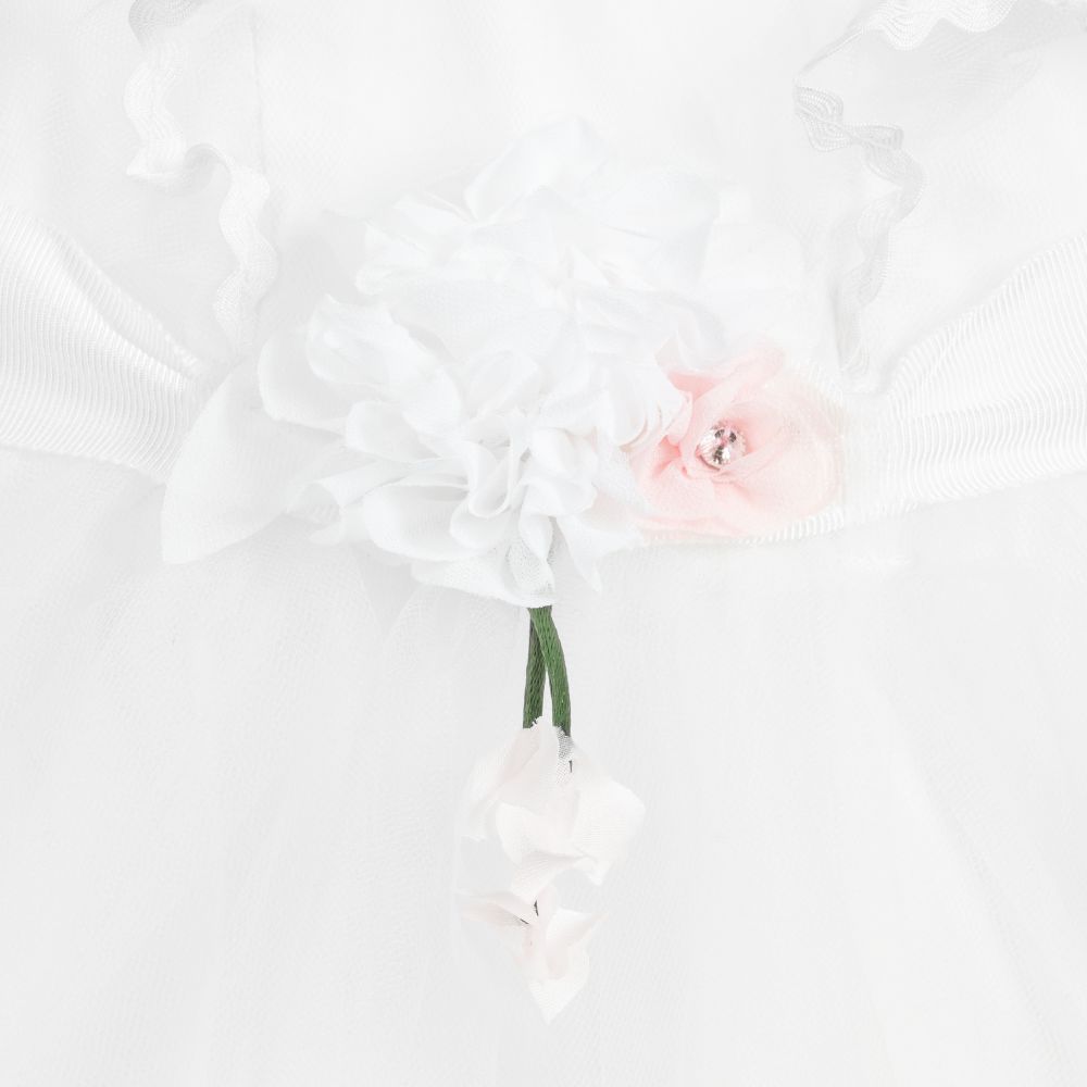 Monnalisa-White Tulle Dress  | Childrensalon Outlet