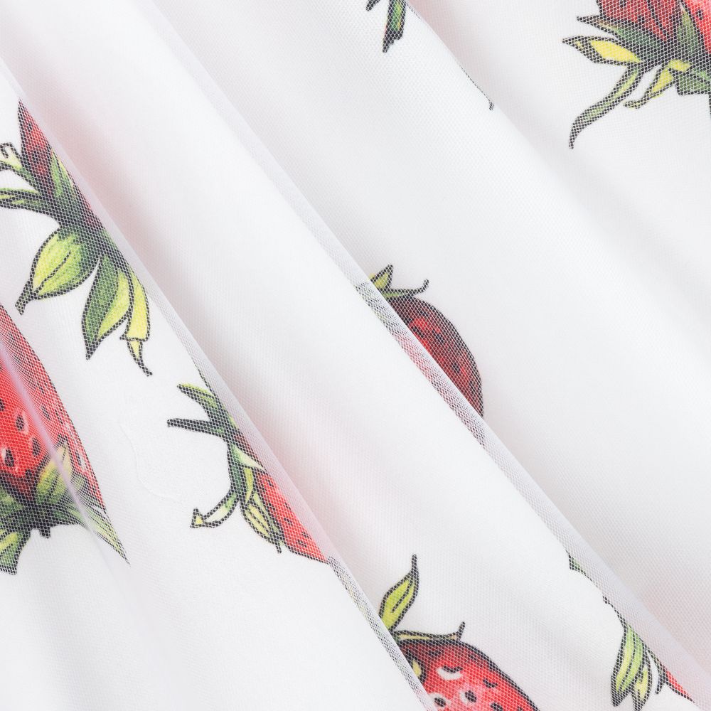 Monnalisa-White Tulle Strawberry Dress | Childrensalon Outlet