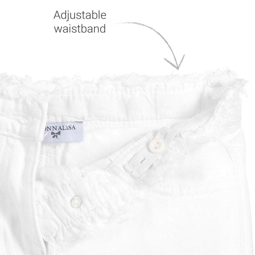 Monnalisa-جينز قطن دنيم قصير لون أبيض للبنات | Childrensalon Outlet