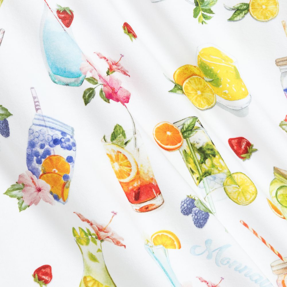 موناليزا-تيشيرت قطن جيرسي لون أبيض وأصفر للبنات | Childrensalon Outlet