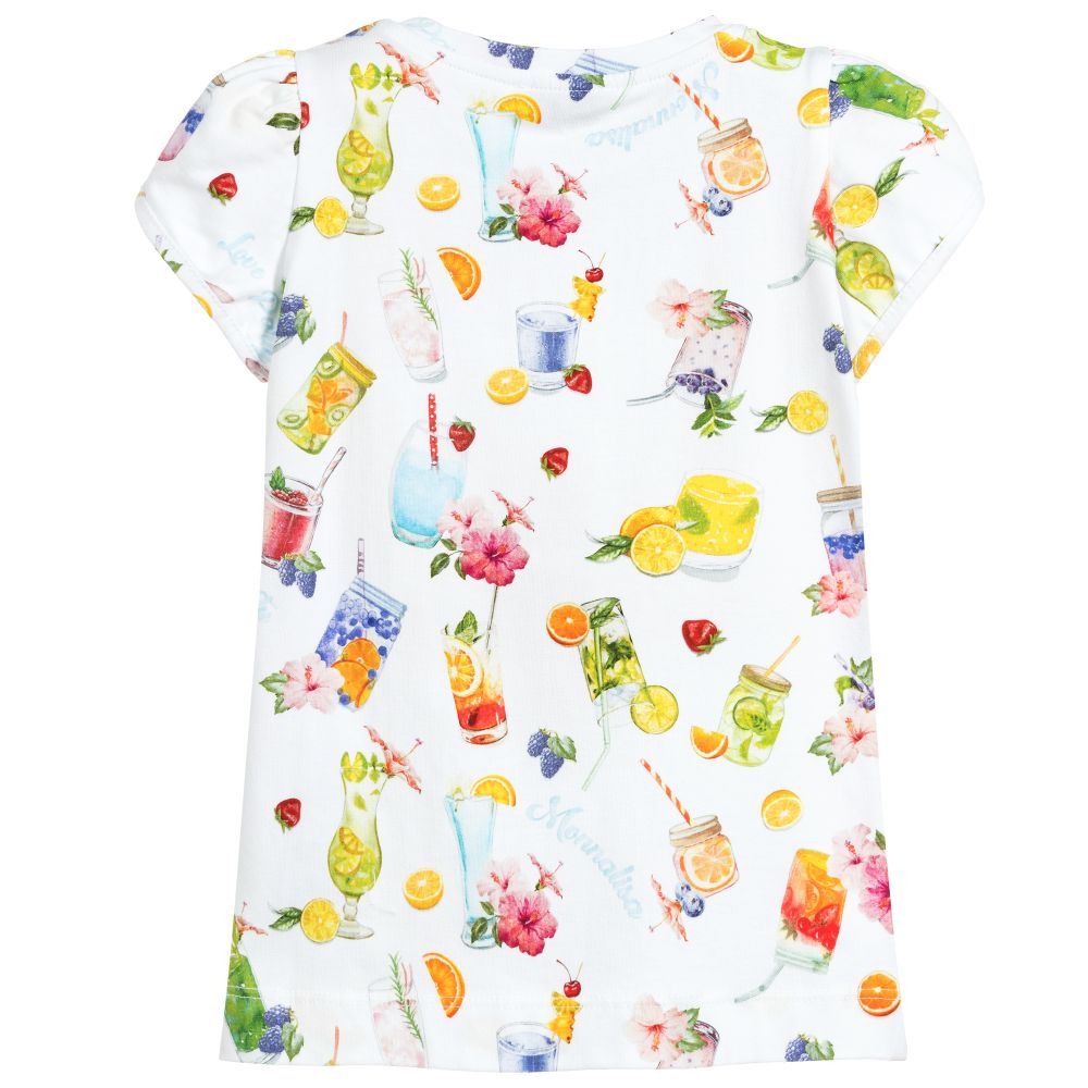 موناليزا-تيشيرت قطن جيرسي لون أبيض وأصفر للبنات | Childrensalon Outlet