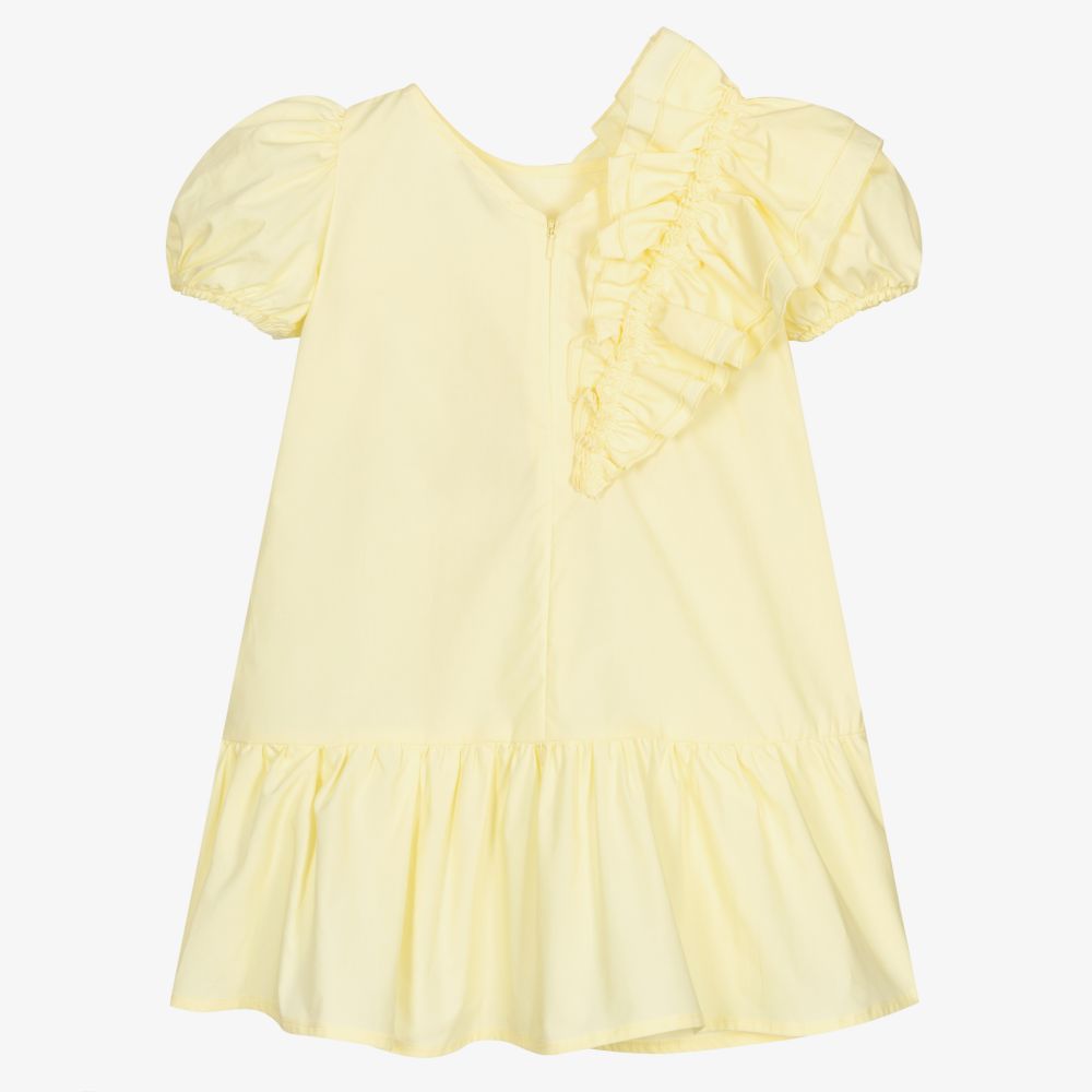 Monnalisa-Yellow Cotton Ruffle Dress | Childrensalon Outlet