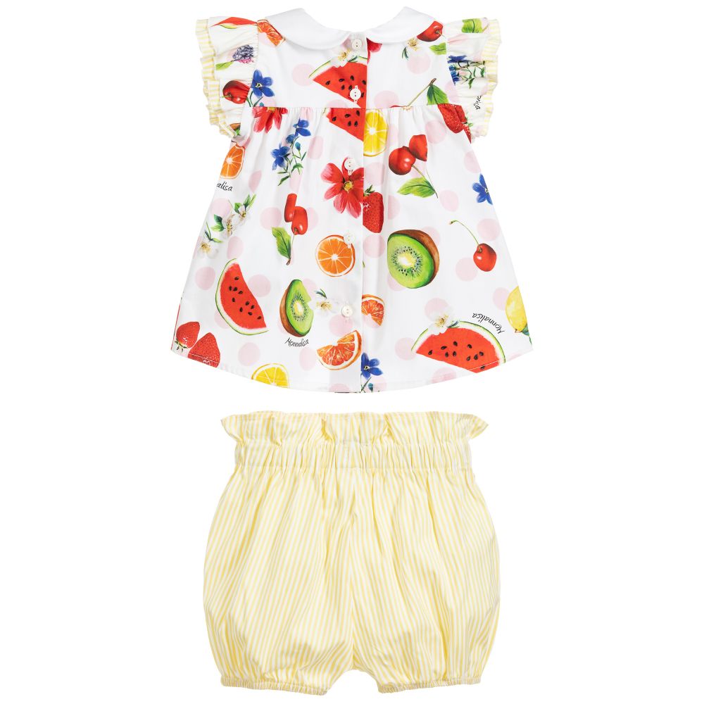 Monnalisa-Yellow Cotton Shorts Set | Childrensalon Outlet