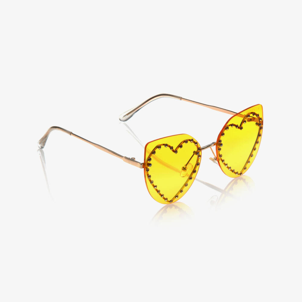 Monnalisa-Yellow Heart Sunglasses | Childrensalon Outlet