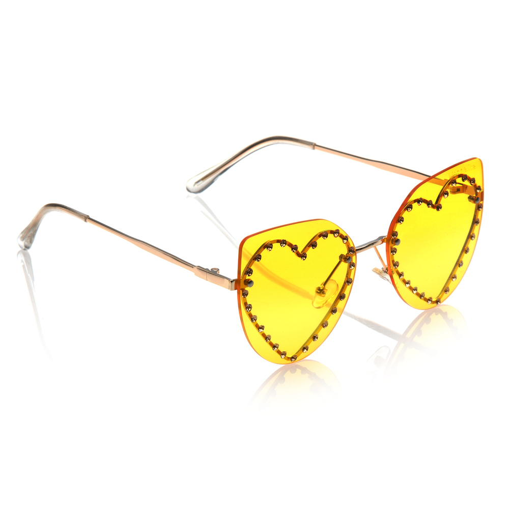 Monnalisa - Желтые солнцезащитные очки сердечком | Childrensalon