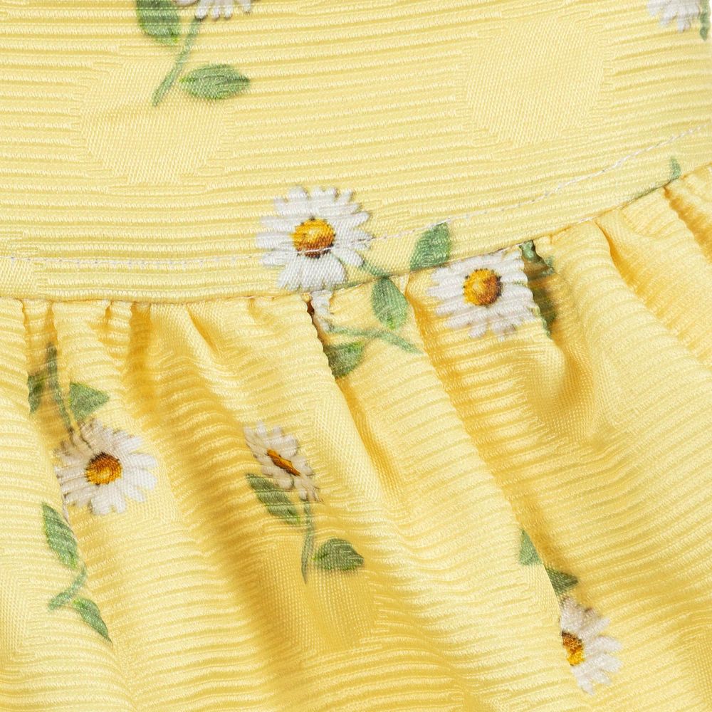 Monnalisa-Yellow Jacquard Daisies Shorts | Childrensalon Outlet
