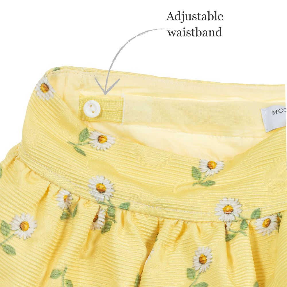 Monnalisa-Yellow Jacquard Daisies Shorts | Childrensalon Outlet