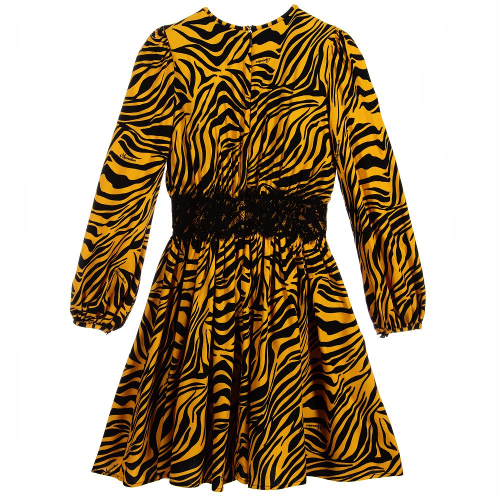 Monnalisa-Yellow Zebra & Lace Dress | Childrensalon Outlet