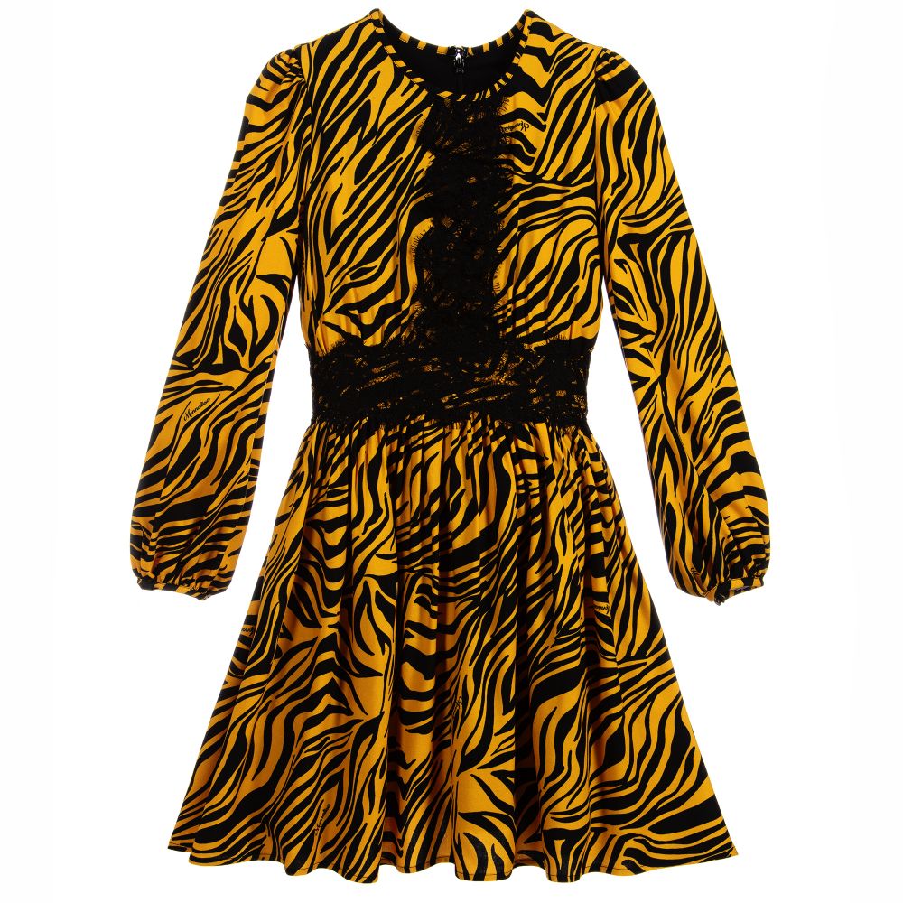 Monnalisa - Yellow Zebra & Lace Dress | Childrensalon