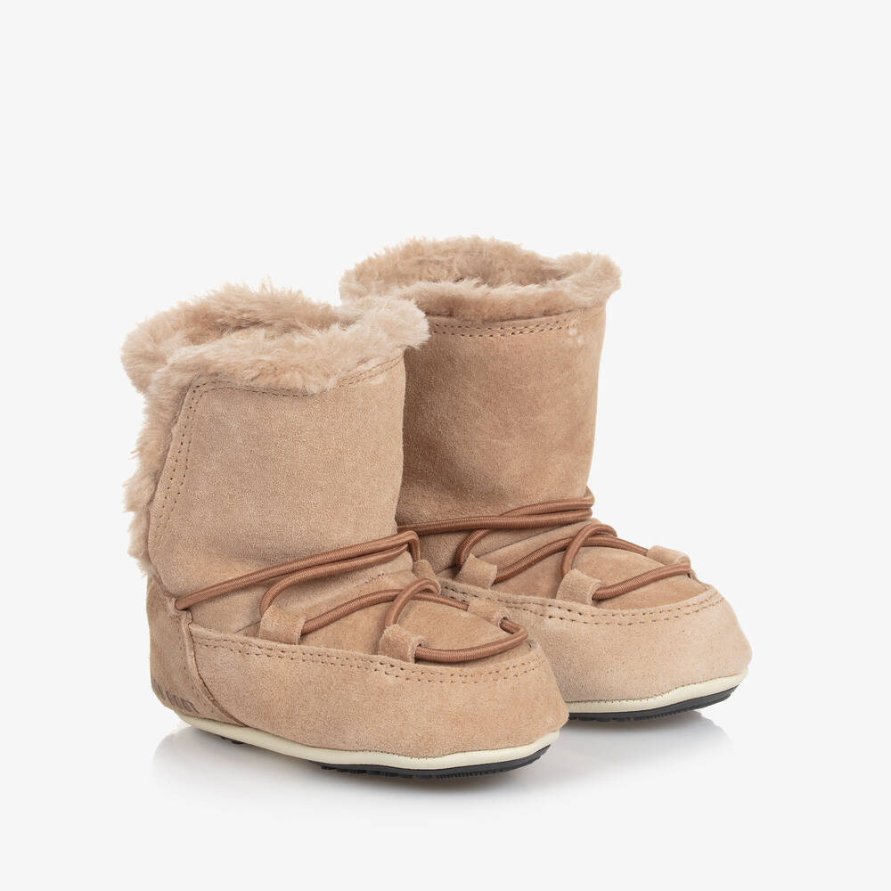 Moon Boot - Beige Suede Baby Moon Boots | Childrensalon