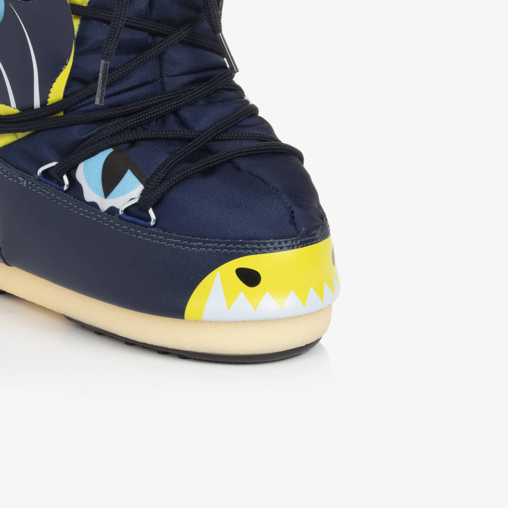 Moon Boot-Boys Navy Dragon Winter Boots | Childrensalon Outlet