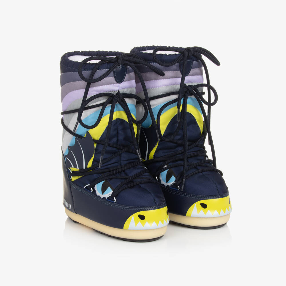 Moon Boot-أحذية شتوية للأولاد بلون كحلي مع تصميم التنين | Childrensalon Outlet