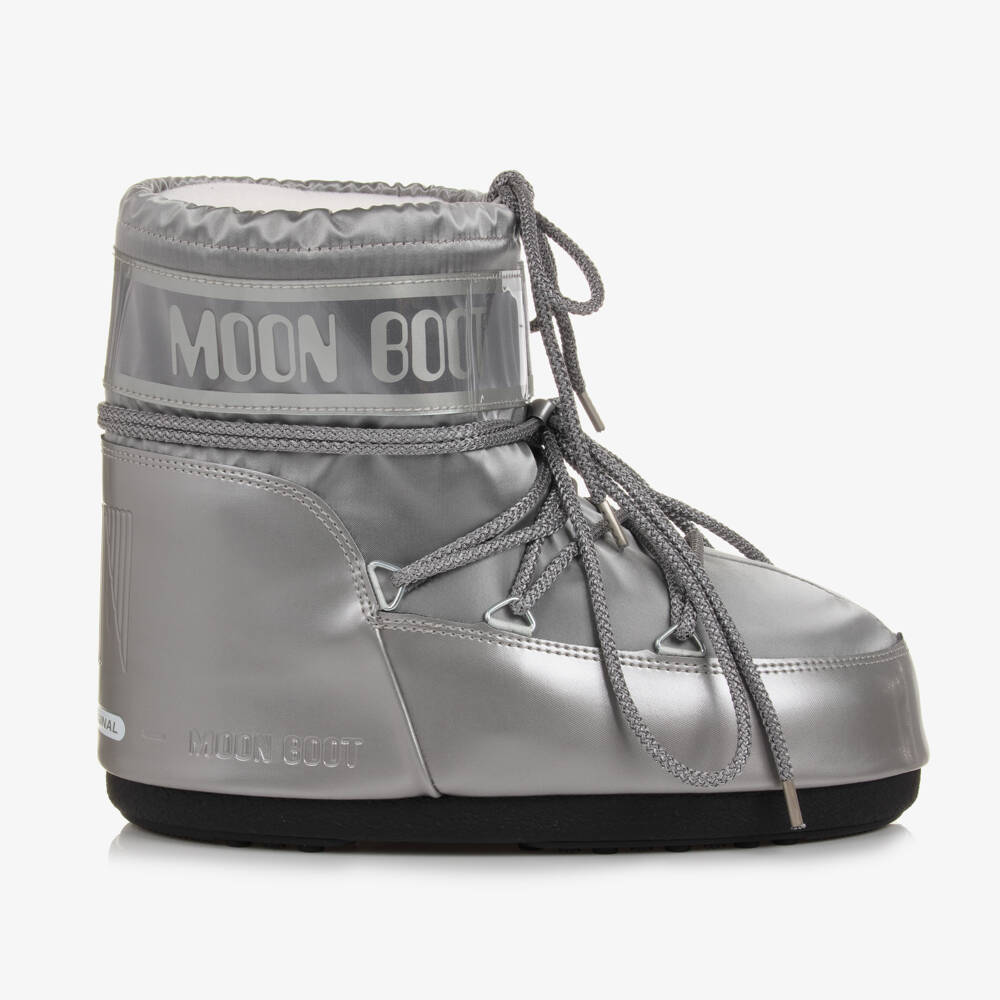 Moon Boot-Boys Silvery Satin Low Snow Boots | Childrensalon Outlet