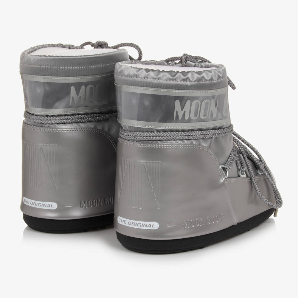 Moon Boot-Boys Silvery Satin Low Snow Boots | Childrensalon Outlet