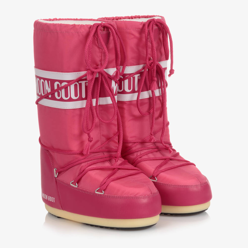 Moon Boot - Dark Pink Logo Snow Boots | Childrensalon