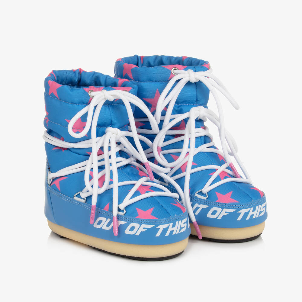 Moon Boot - Girls Blue & Pink Star Light Snow Boots | Childrensalon