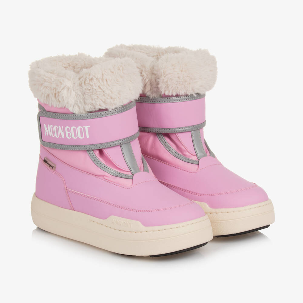 Moon Boot-أحذية الثلج الوردية المريحة للبنات مع إغلاق فيلكرو | Childrensalon Outlet