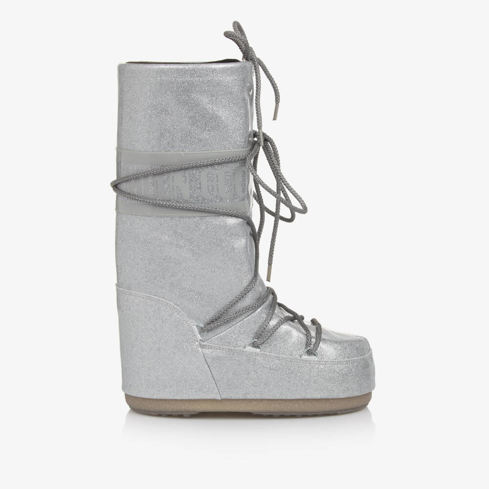 Moon Boot-Girls Glittery Silver Winter Boots | Childrensalon Outlet