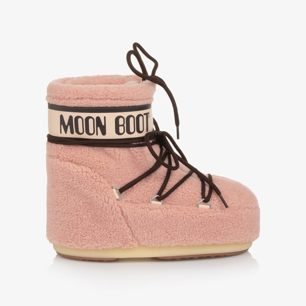 Moon Boot-Girls Pink Sherpa Fleece Snow Boots | Childrensalon Outlet