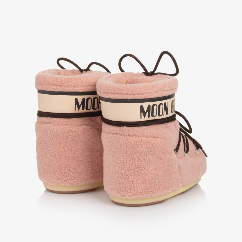 Moon Boot-Girls Pink Sherpa Fleece Snow Boots | Childrensalon Outlet