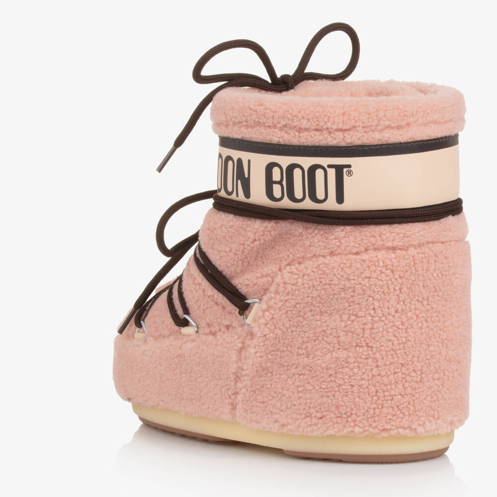 Moon Boot-Girls Pink Sherpa Fleece Snow Boots | Childrensalon Outlet