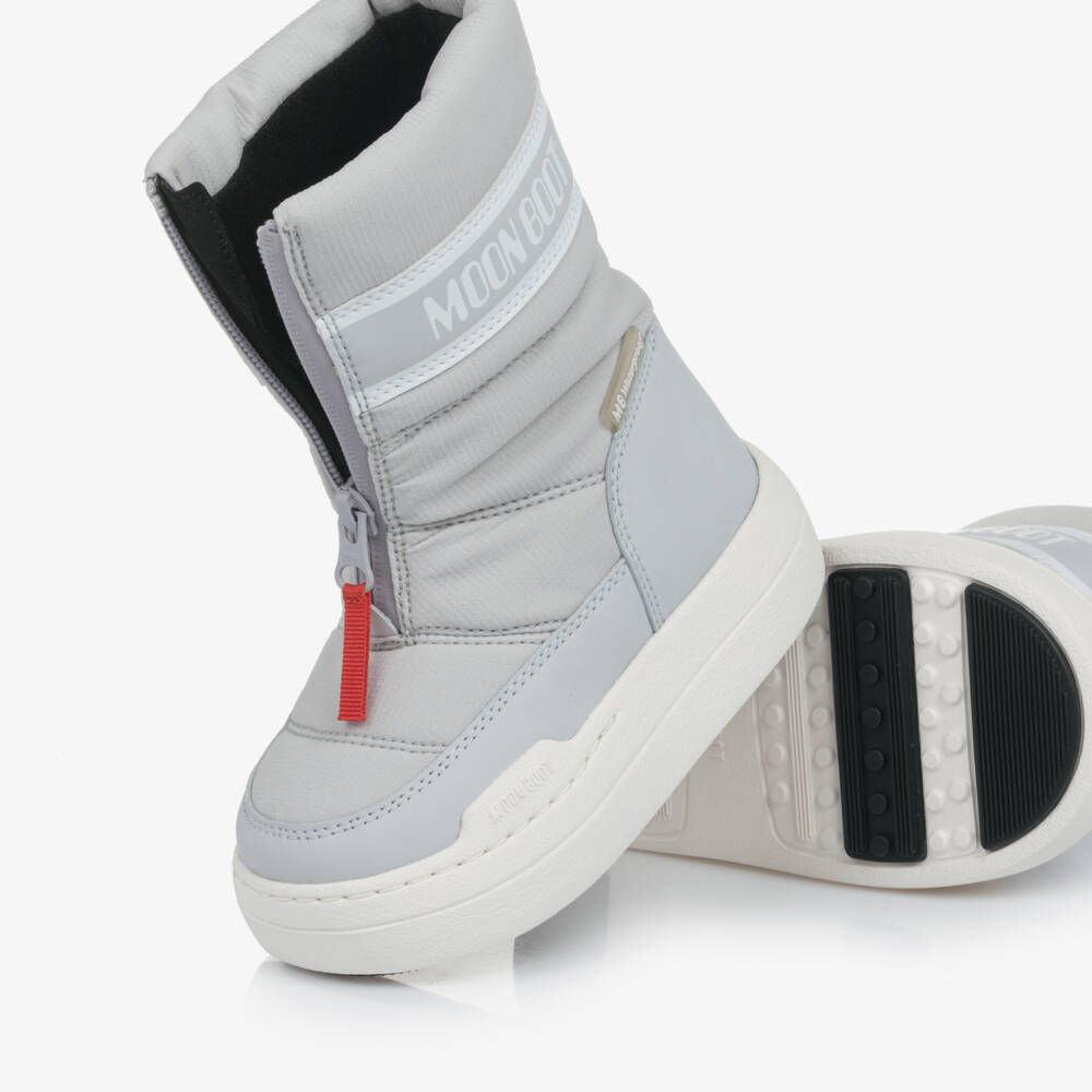 Moon Boot-Grey Park Zip High Boots | Childrensalon Outlet
