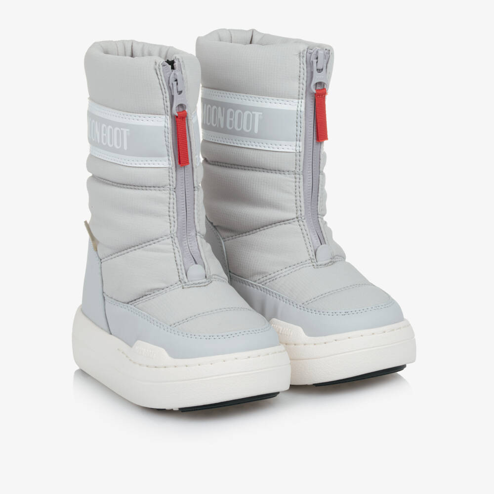Moon Boot-Grey Park Zip High Boots | Childrensalon Outlet