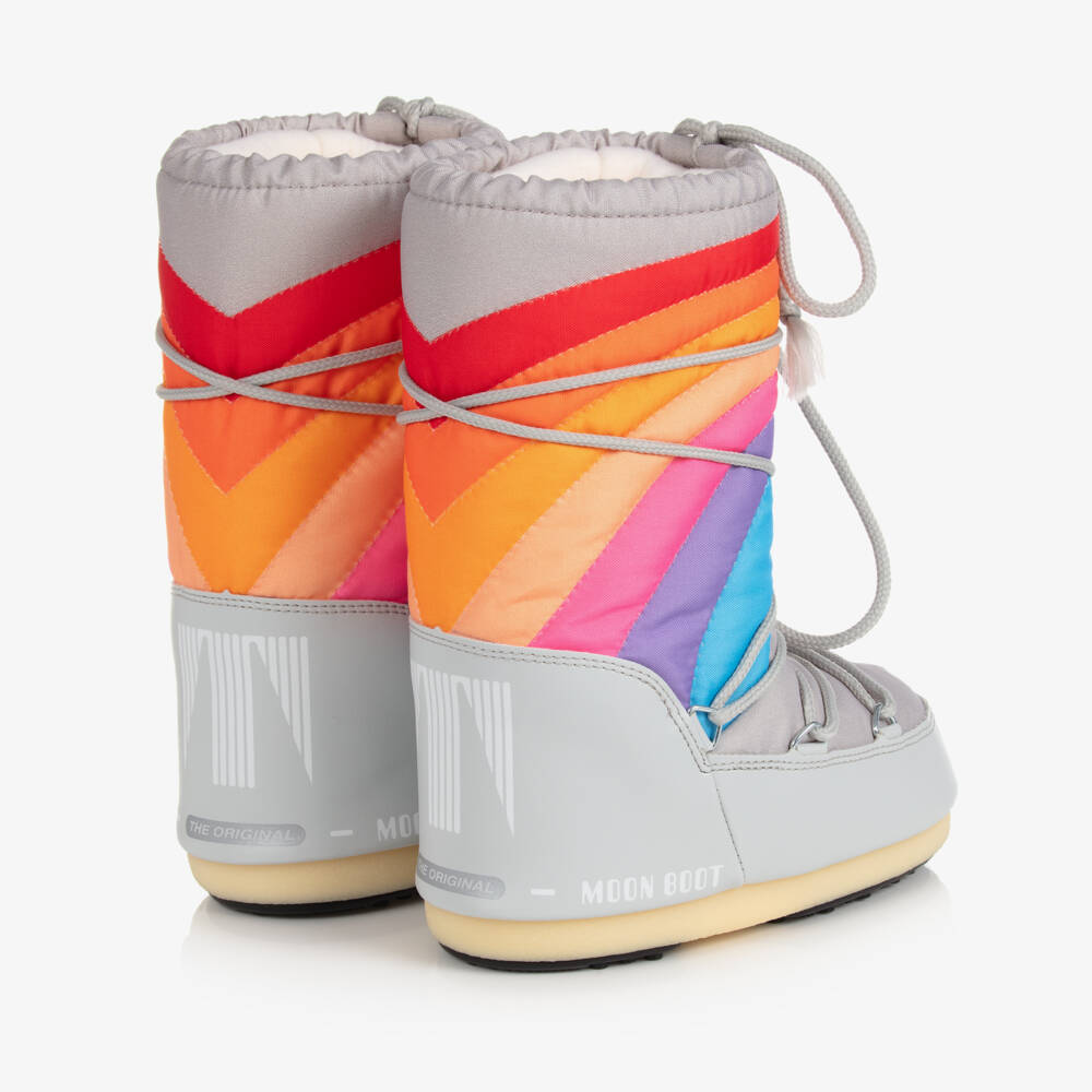 Moon Boot-Grey & Rainbow Snow Boots | Childrensalon Outlet