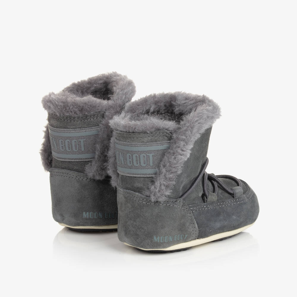 Moon Boot-Grey Suede Baby Snow Boots | Childrensalon Outlet
