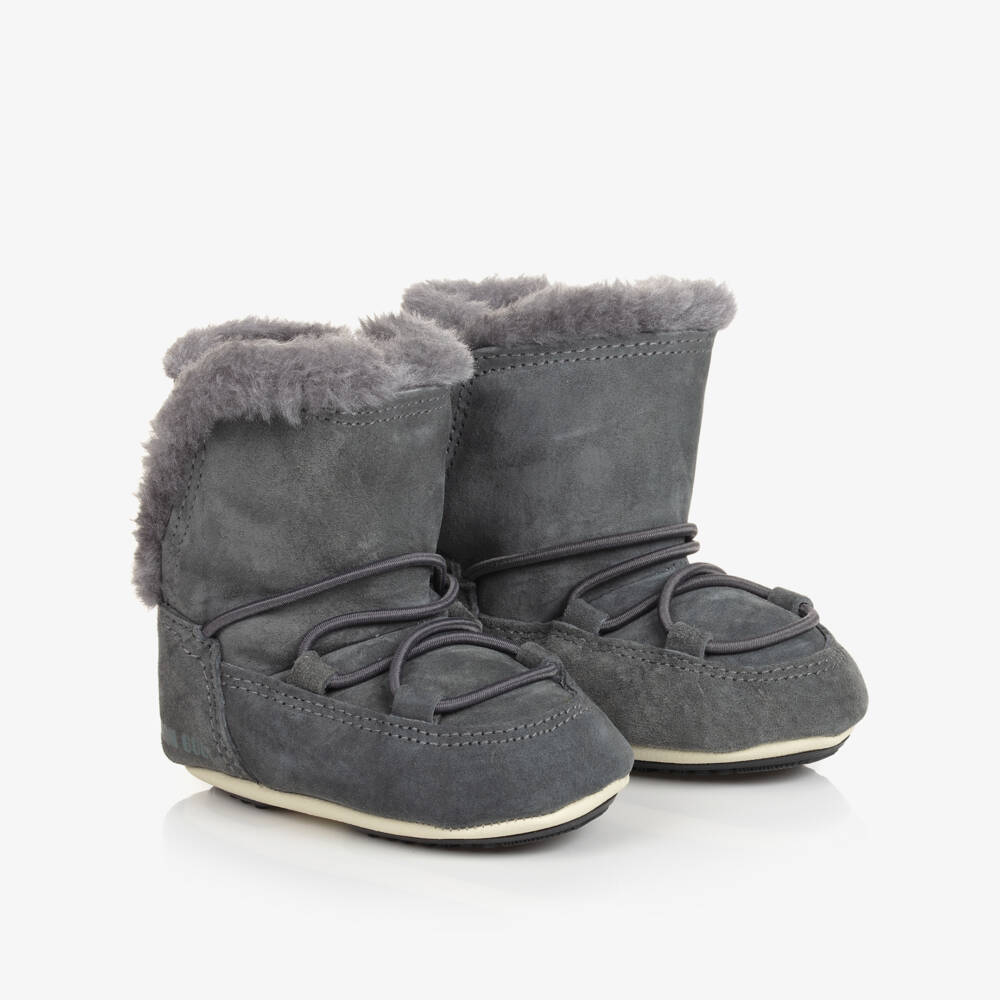 Moon Boot-Grey Suede Baby Snow Boots | Childrensalon Outlet