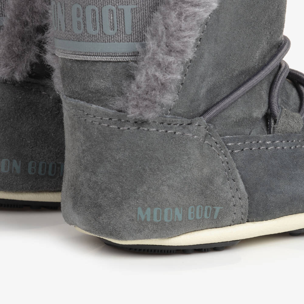 Moon Boot-Grey Suede Baby Snow Boots | Childrensalon Outlet