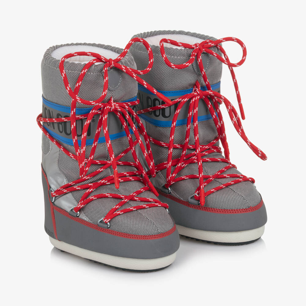 Moon Boot-Reflective Silver & Red Icon Space Snow Boots | Childrensalon Outlet